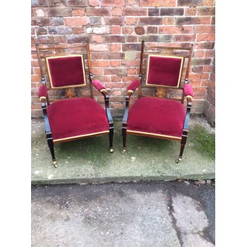 Pair of Victorian Rosewood Armchairs
